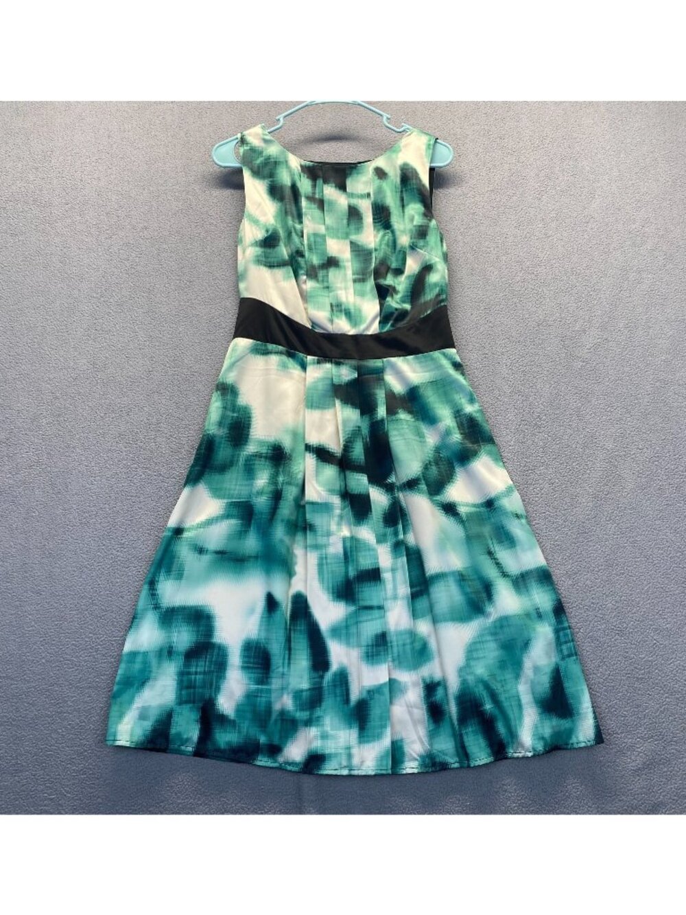 The Limited dress green black sleeveless round neck pleated Size 2,Zipper